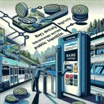 "Public transit passenger using tap-to-pay system at a regional interchange, illustrating the implementation of fare capping for convenient travel."